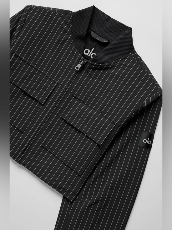 ALO Yoga Jackets & Blazers - Alo Cropped Pinstripe Main Character Full Zip Jacket